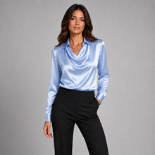 Montarello Women's Satin Blouse Draped Neck