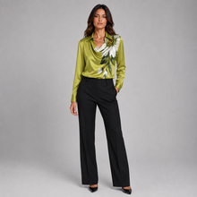 Montarello Women's Satin Blouse Draped Neck