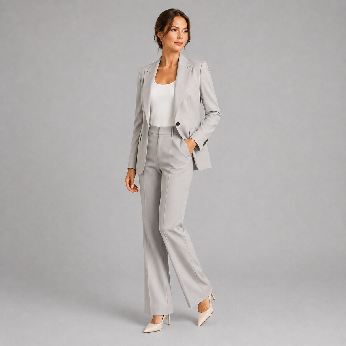 Montarello Women's Tailored Blazer and High-Waist Trouser Suit Set