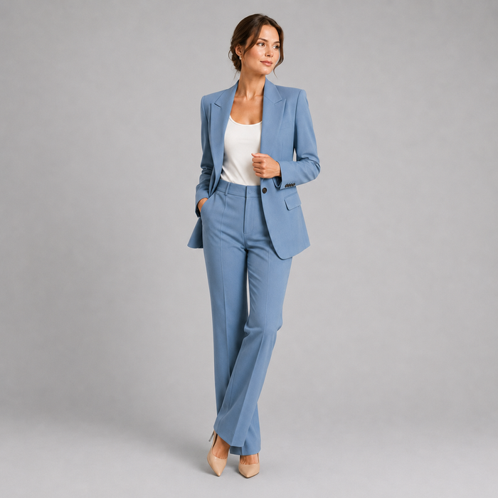 Montarello Women's Tailored Blazer and High-Waist Trouser Suit Set