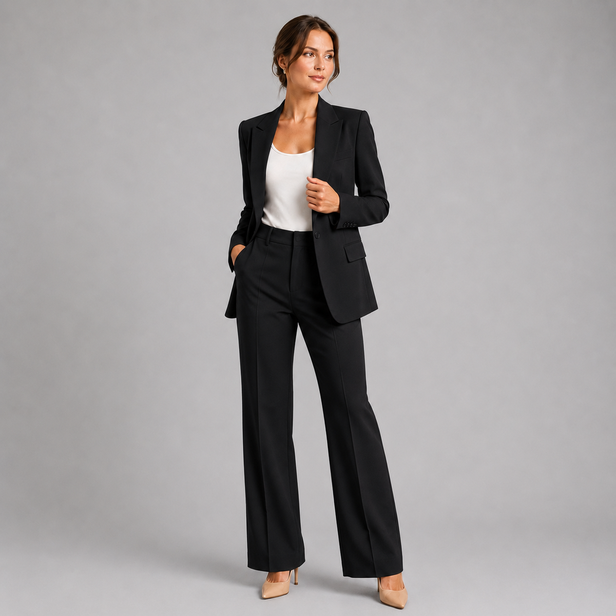 Montarello Women's Tailored Blazer and High-Waist Trouser Suit Set