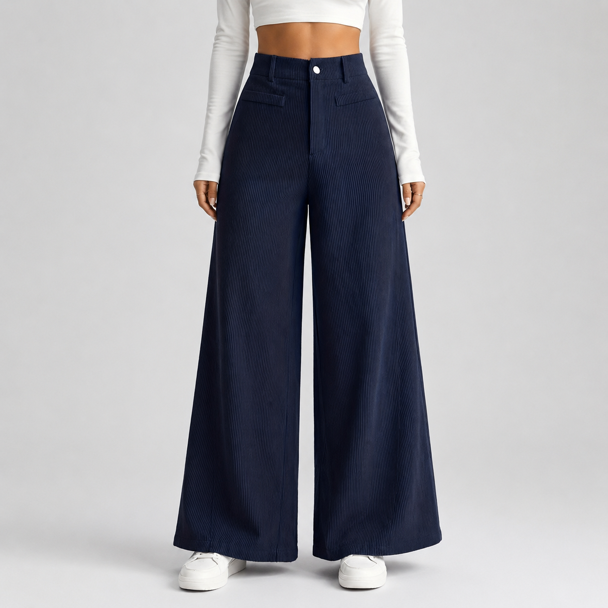 Montarello Women's Corduroy Trousers Wide Leg High Waist