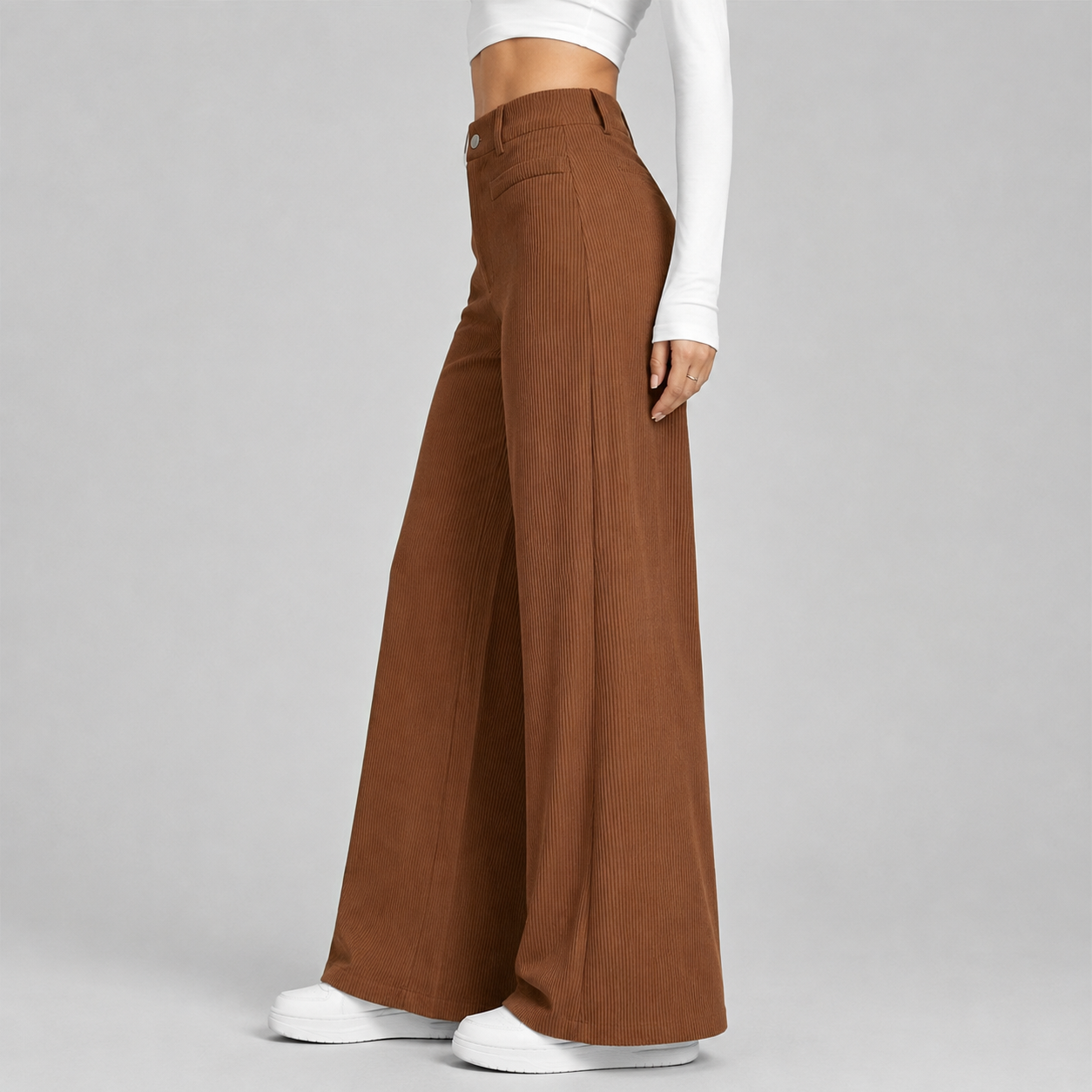 Montarello Women's Corduroy Trousers Wide Leg High Waist