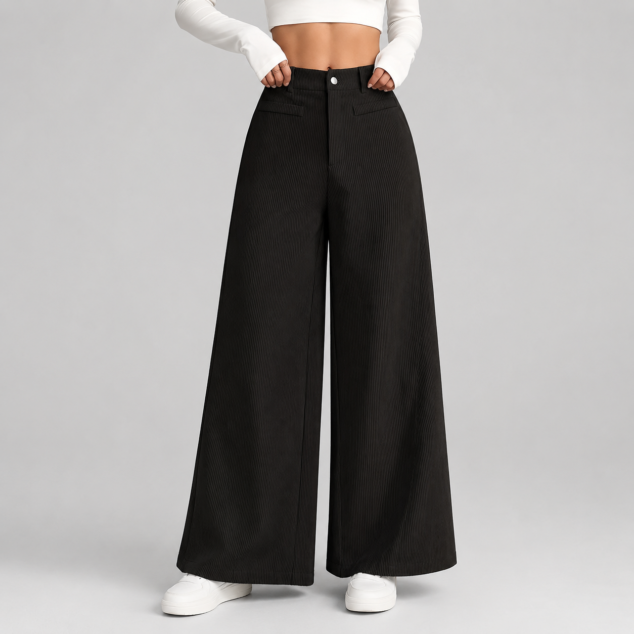 Montarello Women's Corduroy Trousers Wide Leg High Waist