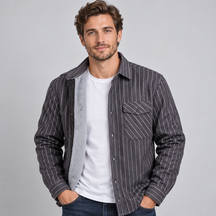 Montarello Men's Overshirt Check Fleece Lined Flannel