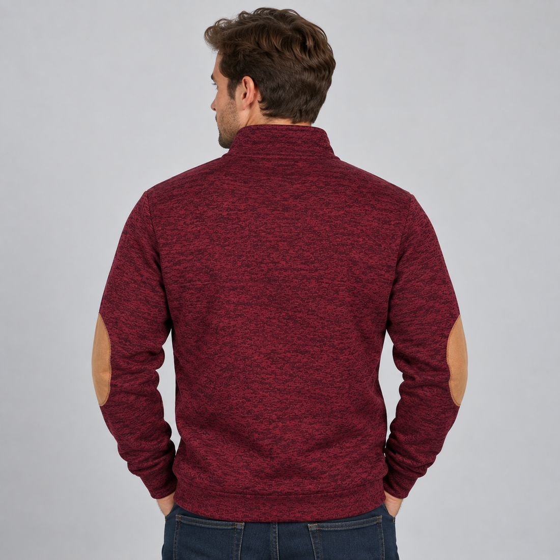 Montarello Men's Jumper Quarter Button Stand Collar