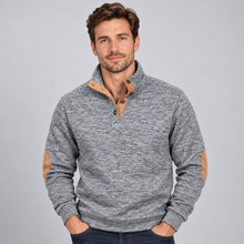 Montarello Men's Jumper Quarter Button Stand Collar