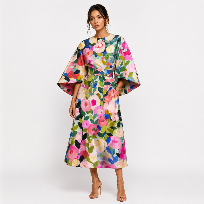 Montarello Women's Floral Maxi Dress with Flowing Skirt