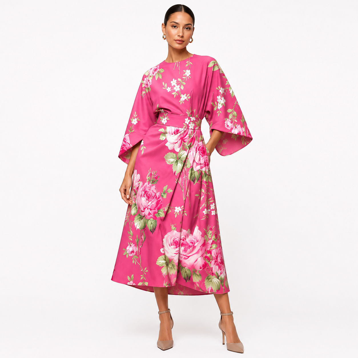 Robe maxi fleurie Montarello pour femme avec jupe fluide