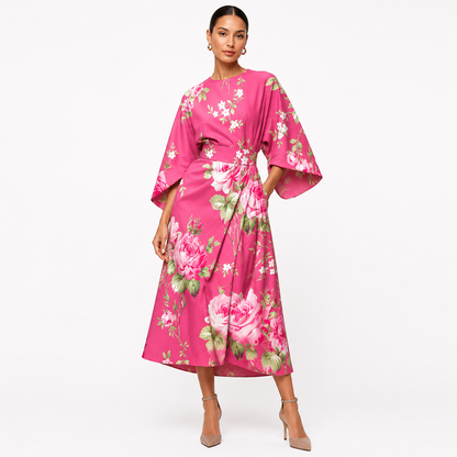 Robe maxi fleurie Montarello pour femme avec jupe fluide