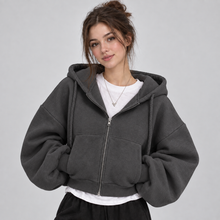 Montarello Women's Hoodie Cropped Zip Up Fleece Lined
