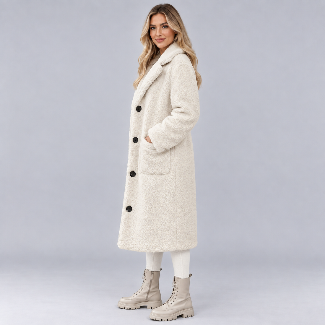 Montarello Women's Faux Fur Jacket Button Front Lined