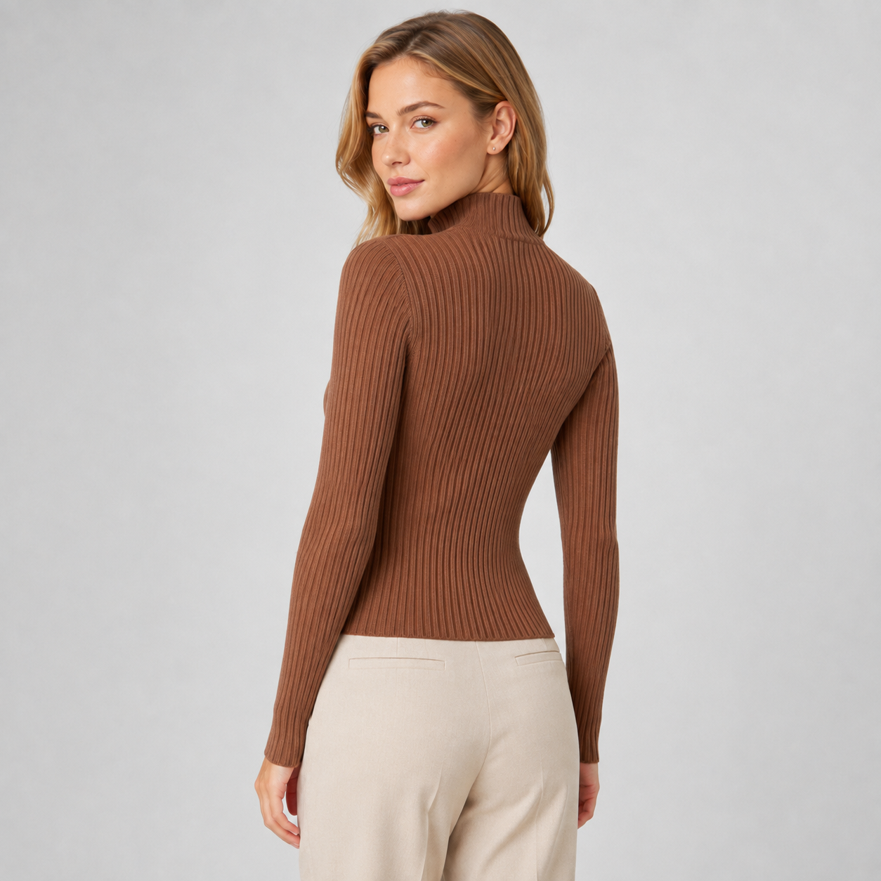 Montarello Women's Jumper Mock Neck Slim Fit Knitted