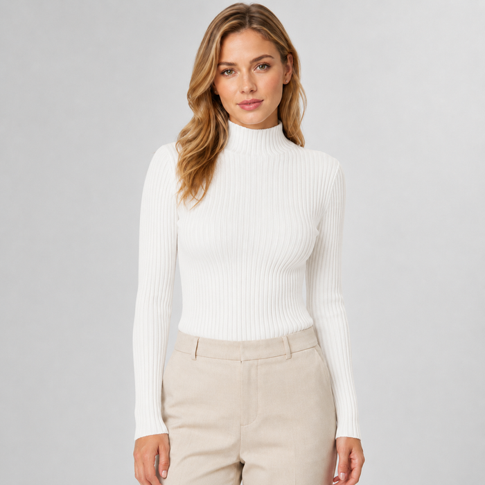 Montarello Women's Jumper Mock Neck Slim Fit Knitted