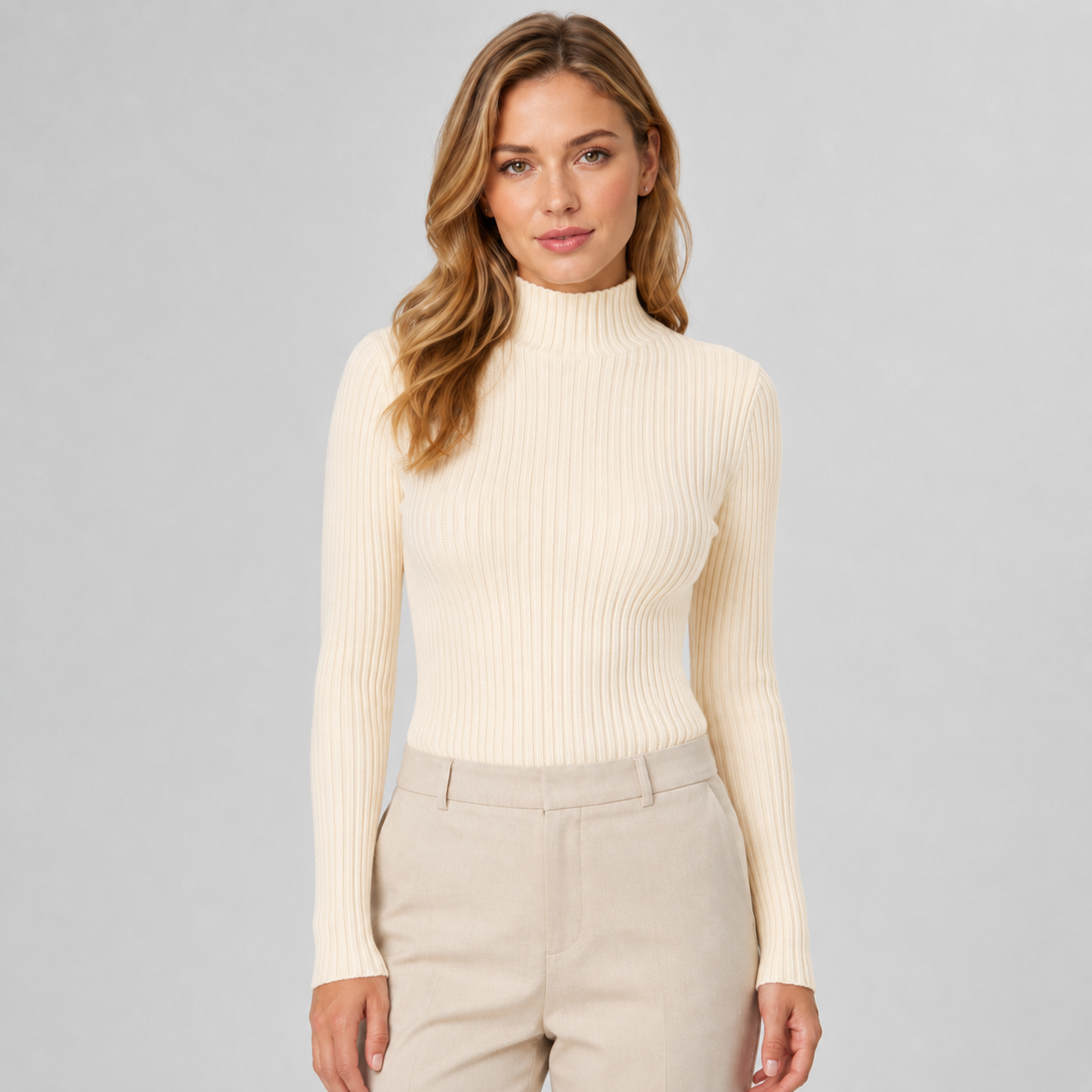 Montarello Women's Jumper Mock Neck Slim Fit Knitted