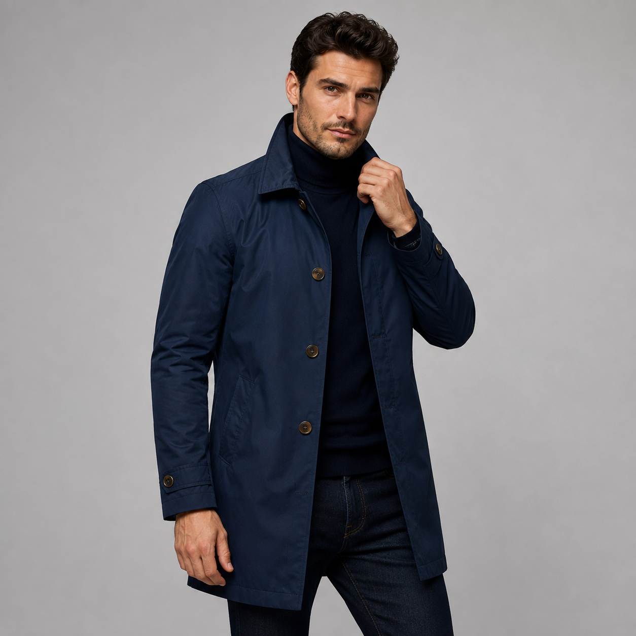Montarello Men's Coat Tailored Longline Button Front