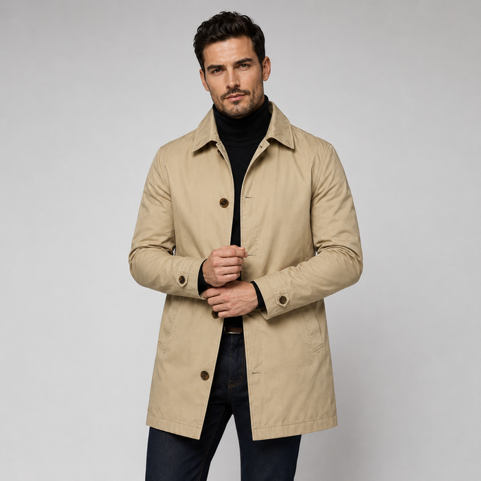 Montarello Men's Coat Tailored Longline Button Front