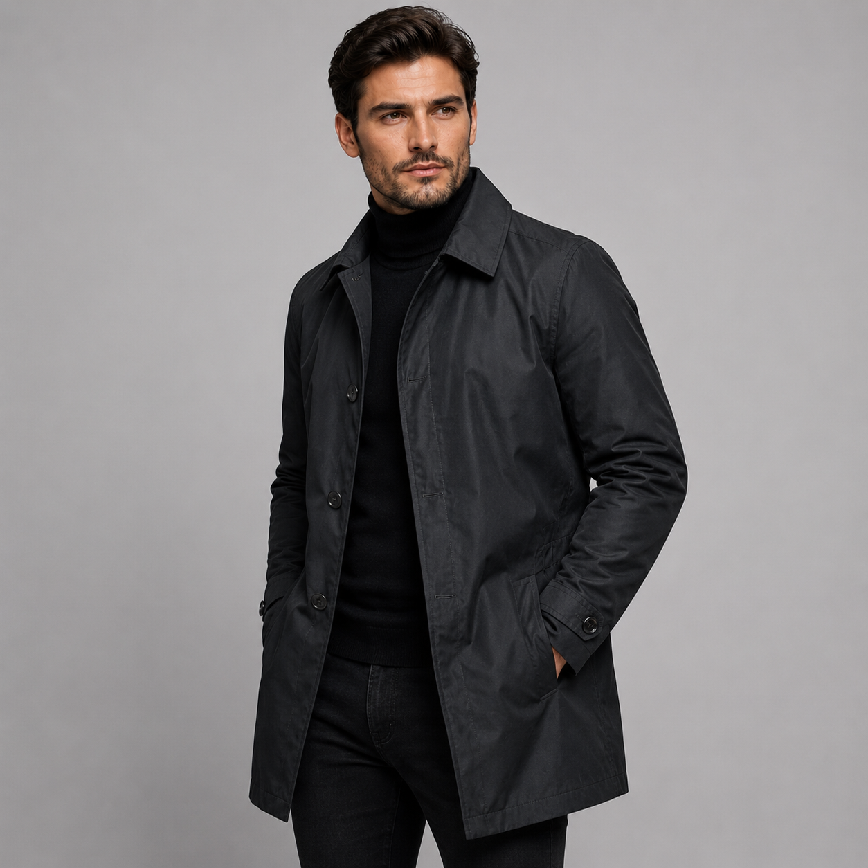 Montarello Men's Coat Tailored Longline Button Front