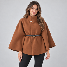 Montarello Women's Cape Coat Belted High Neck