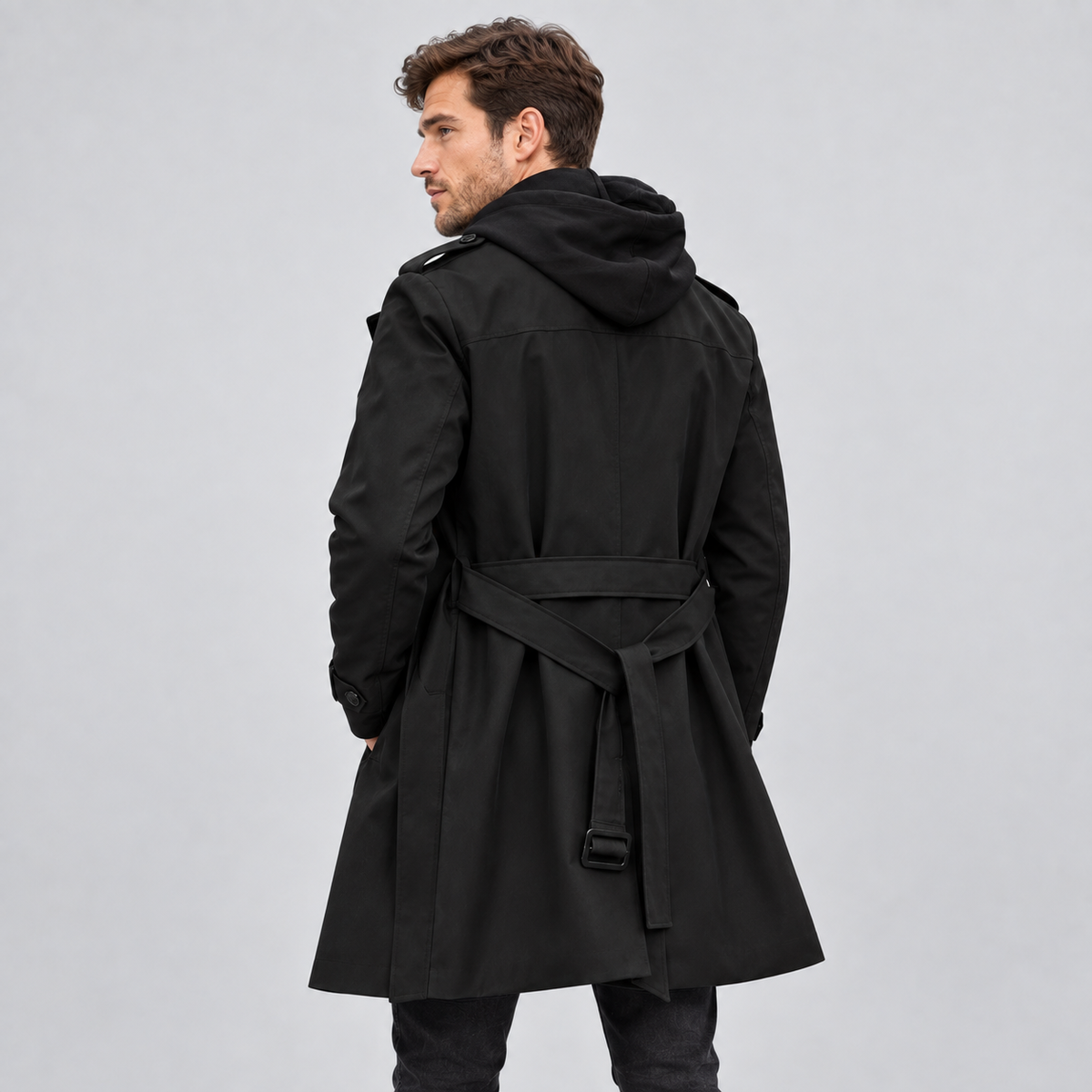 Montarello Men's Trench Coat Double Breasted Tailored