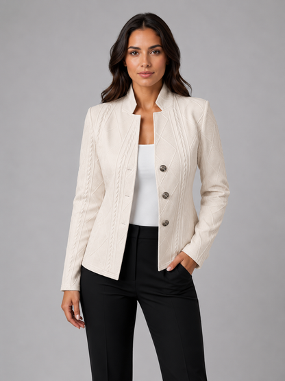 Montarello Women's Textured Collarless Tailored Blazer