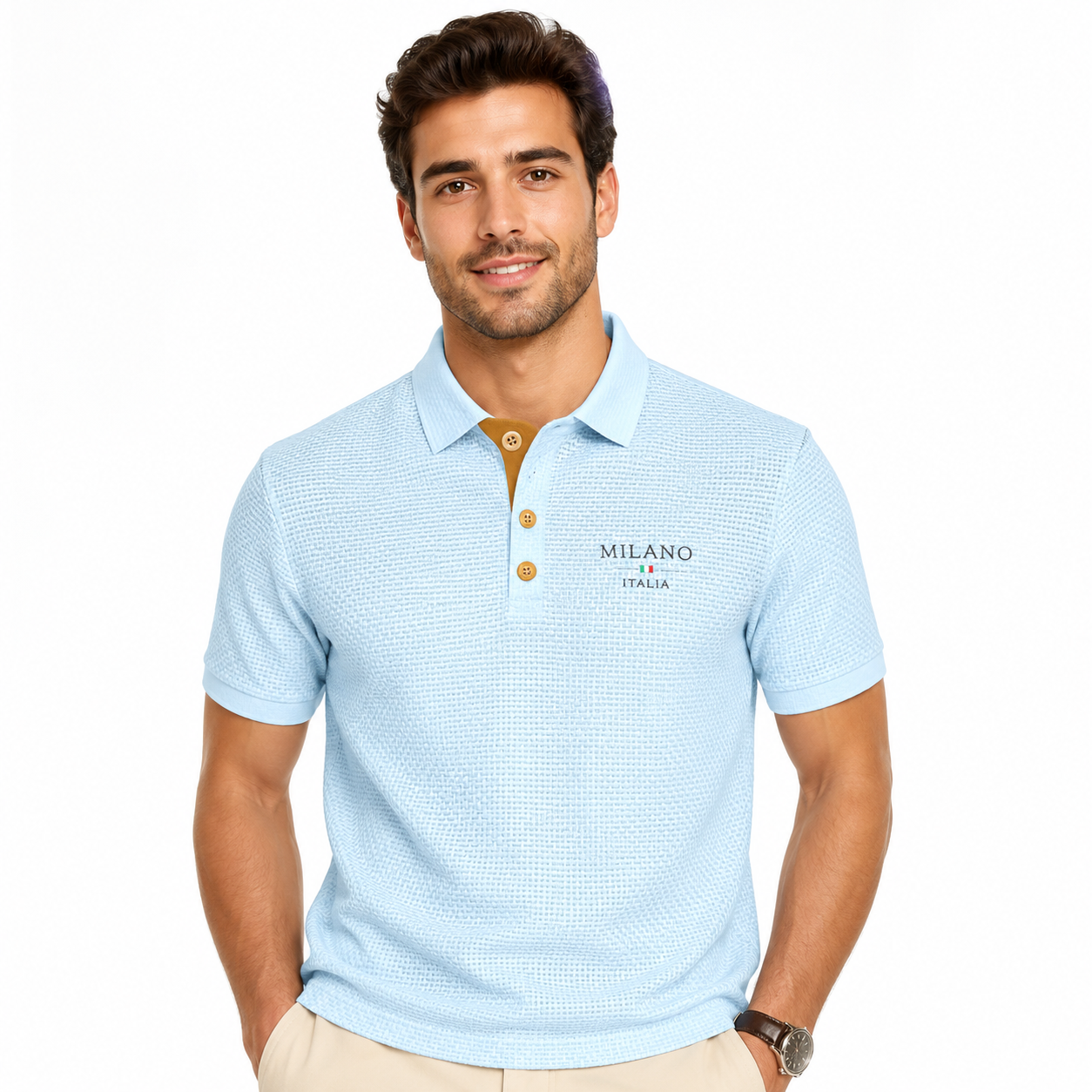 Montarello Men's Textured Short-Sleeve Polo Shirt