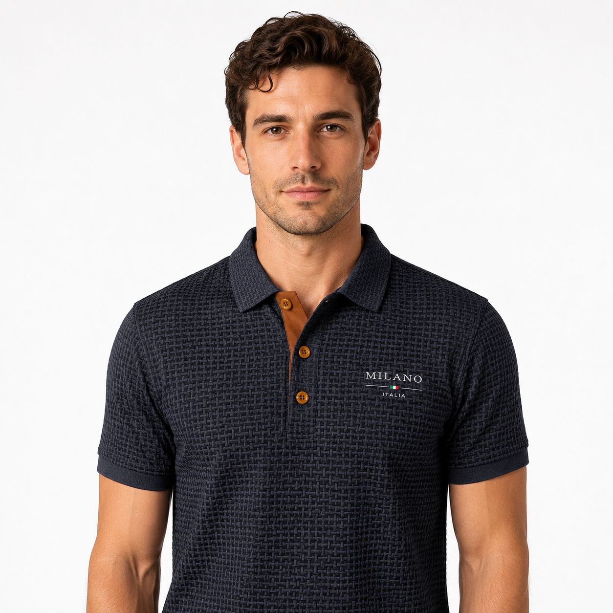 Montarello Men's Textured Short-Sleeve Polo Shirt