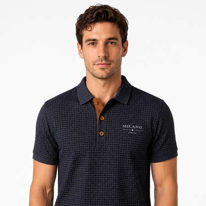 Montarello Men's Textured Short-Sleeve Polo Shirt