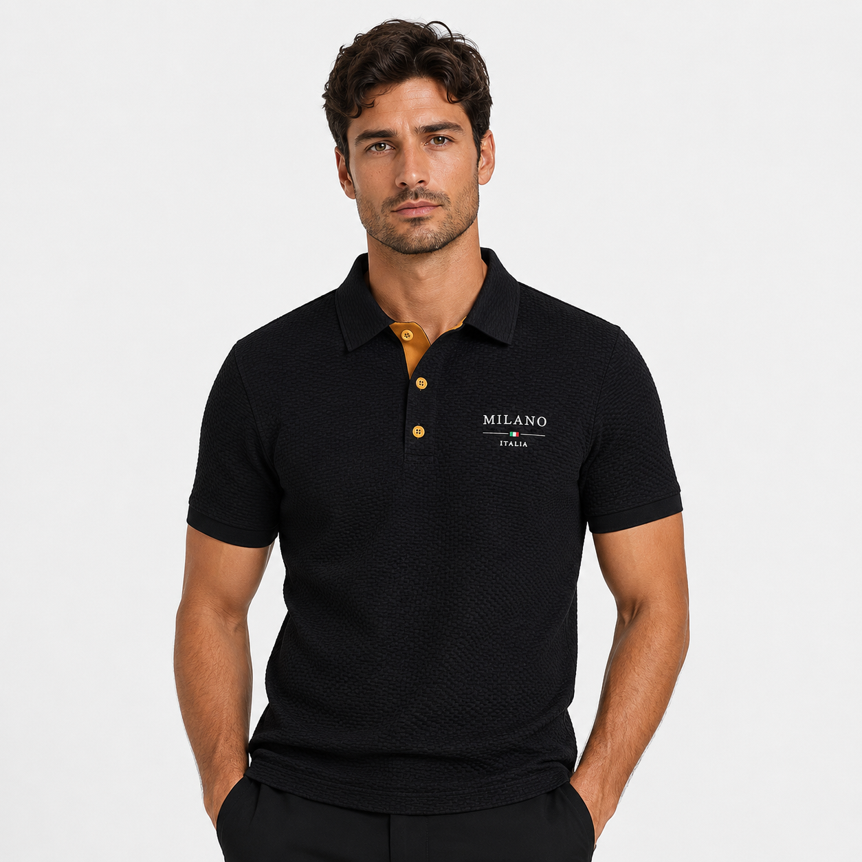 Montarello Men's Textured Short-Sleeve Polo Shirt