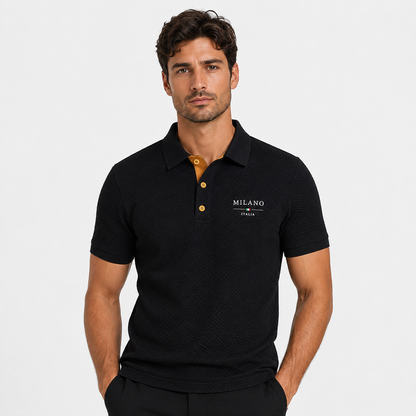 Montarello Men's Textured Short-Sleeve Polo Shirt