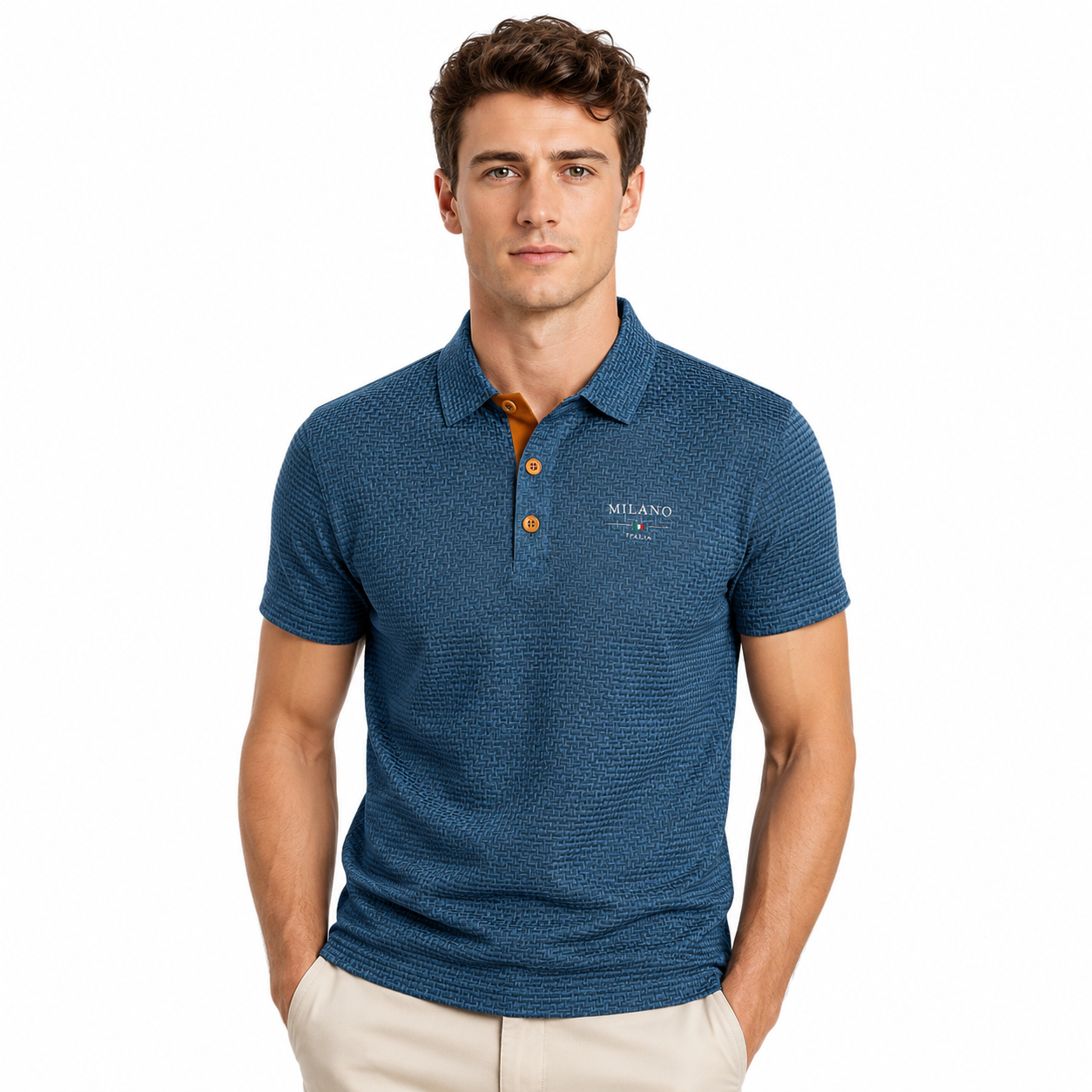 Montarello Men's Textured Short-Sleeve Polo Shirt