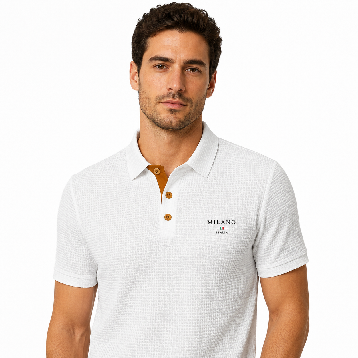 Montarello Men's Textured Short-Sleeve Polo Shirt