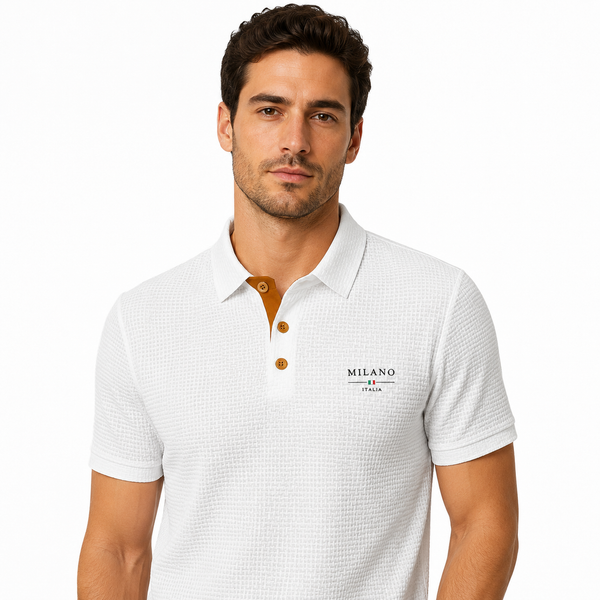 Montarello Men's Textured Short-Sleeve Polo Shirt