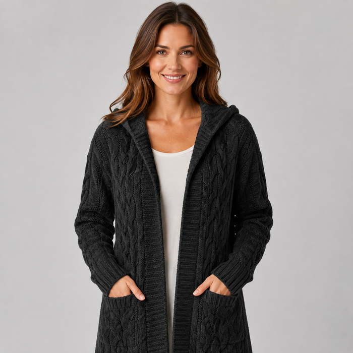 Montarello Women's Cardigan Longline Cable Knit