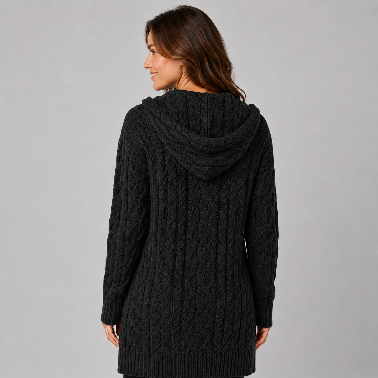 Montarello Women's Cardigan Longline Cable Knit