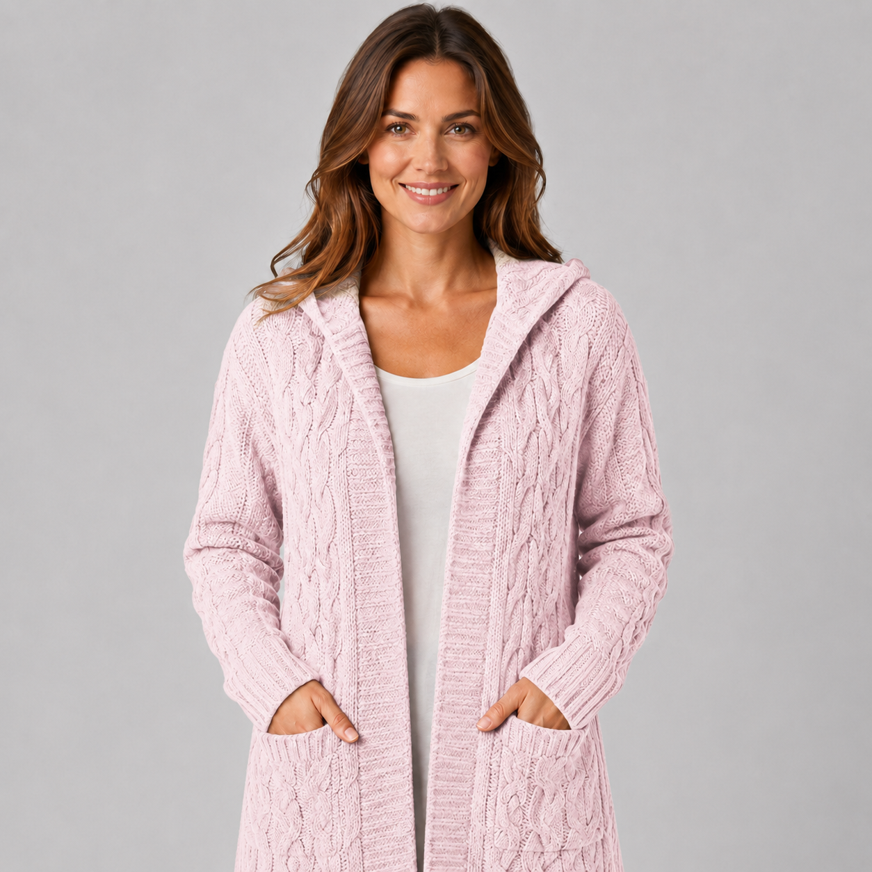 Montarello Women's Cardigan Longline Cable Knit