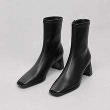 Montarello Women's Square Toe Block Heel Ankle Boots