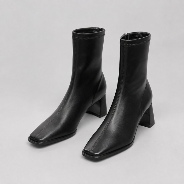 Montarello Women's Square Toe Block Heel Ankle Boots