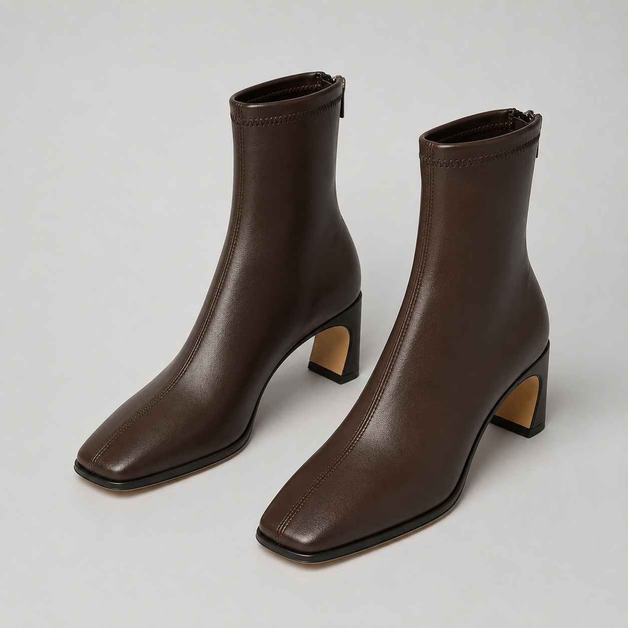 Montarello Women's Ankle Boots Square Toe Block Heel
