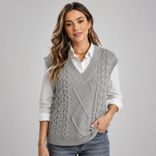 Montarello Women's Sleeveless V-Neck Knitted Waistcoat