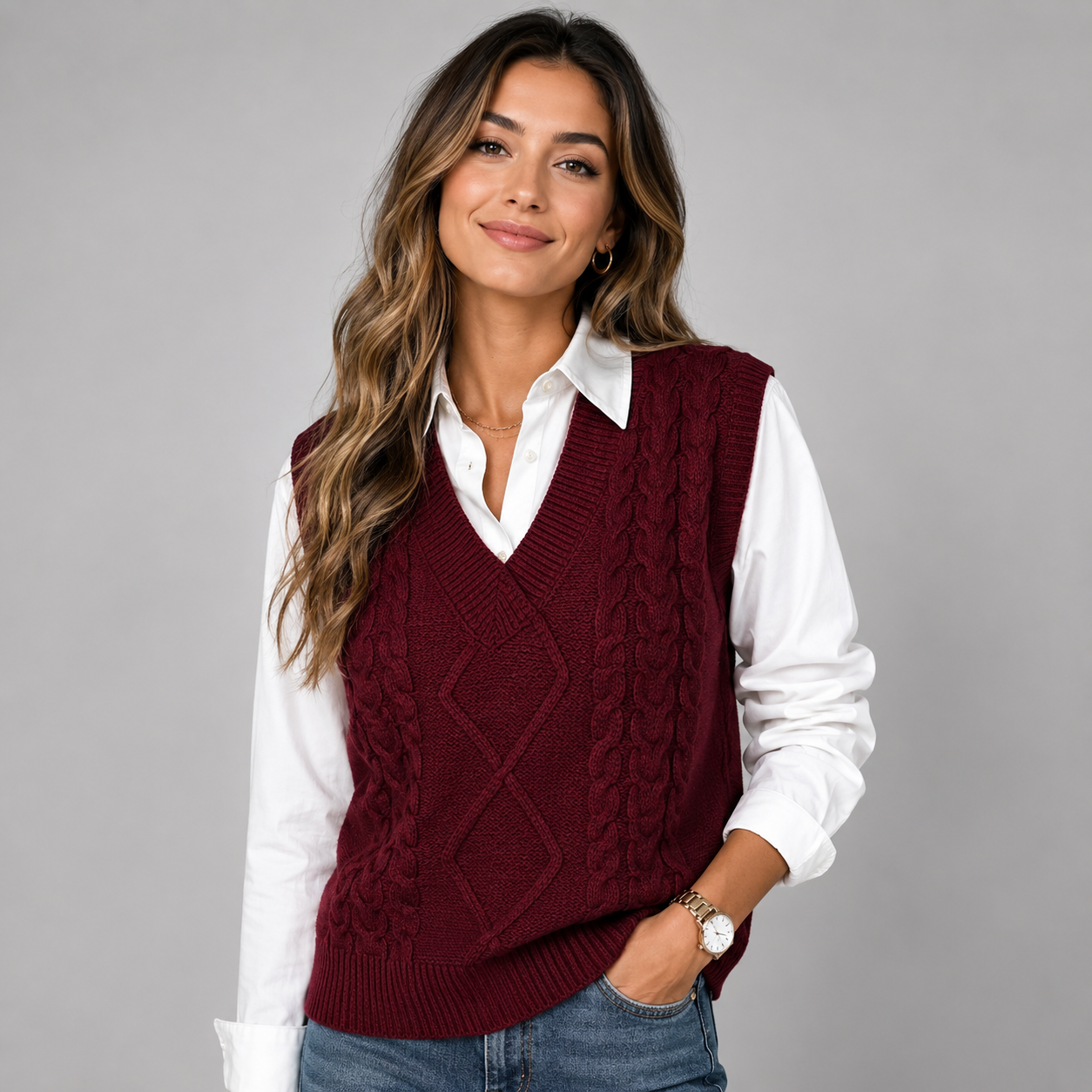 Montarello Women's Sweater Vest Knitted V-Neck