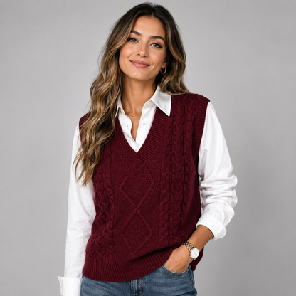 Montarello Women's Sleeveless V-Neck Knitted Waistcoat