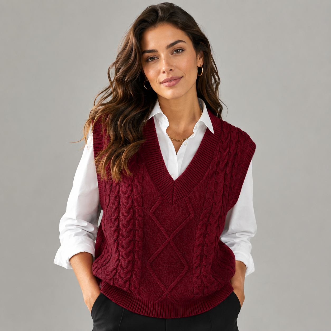Montarello Women's Sweater Vest Knitted V-Neck