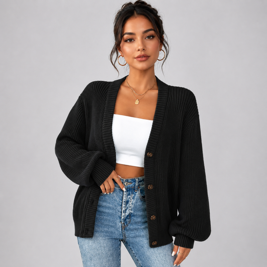 Montarello Women's V-Neck Button Front Cardigan