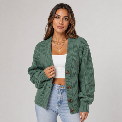 Montarello Women's V-Neck Button Front Cardigan