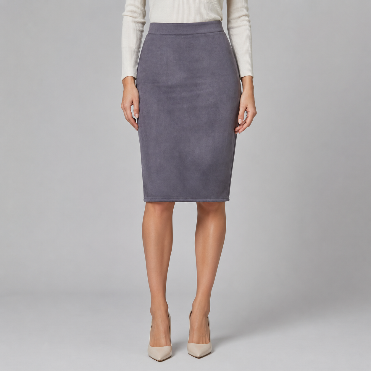 Montarello Women's Suede-Look High Waist Pencil Skirt