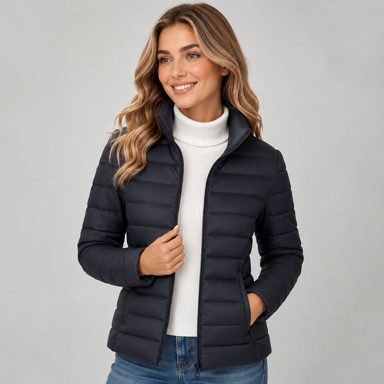 Montarello Women's Lightweight Puffer Jacket with Stand Collar