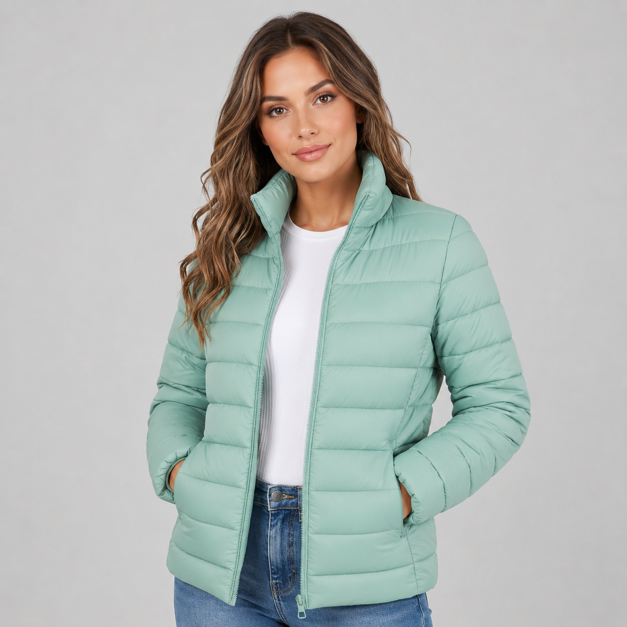 Montarello Women's Lightweight Puffer Jacket with Stand Collar