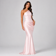 Montarello Women's Draped Waist Satin-Look Maxi Wedding Guest Dress