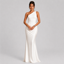 Montarello Women's Draped Waist Satin-Look Maxi Wedding Guest Dress